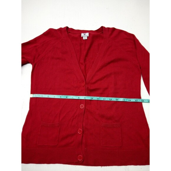Worthington Woman Sweater Red Open Button Up Cardigan Knit Large - Picture 3 of 5